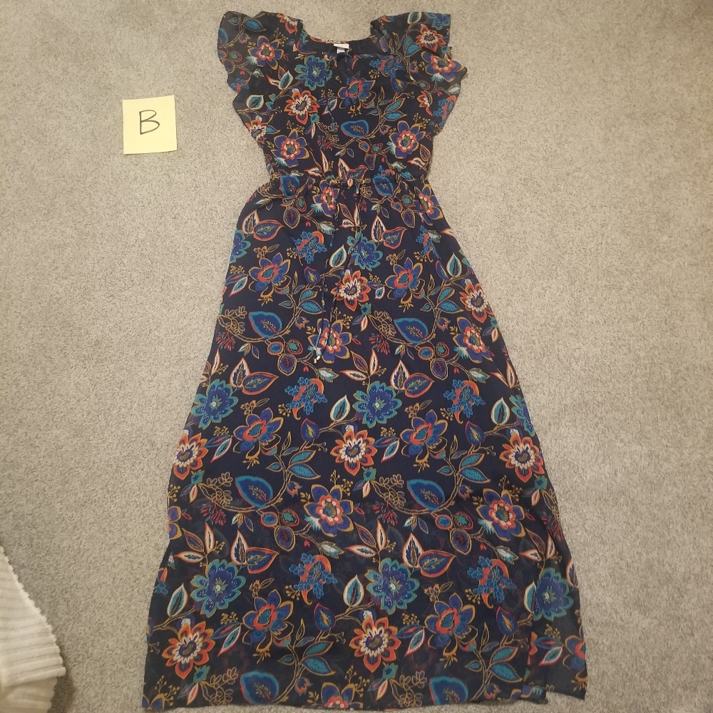 A New Day (Target) size XS long navy with colorful floral dress.Wear on vacation